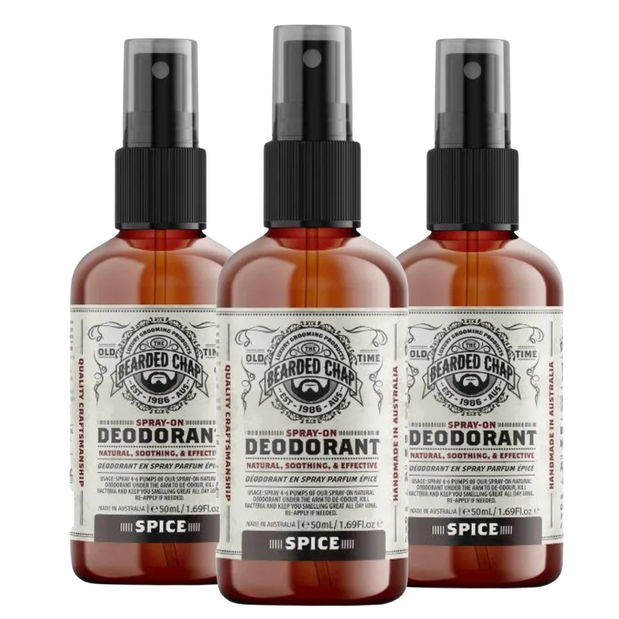 The Bearded Chap Spice Spray-On Deodorant Trio