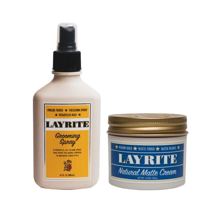 Layrite Natural Matte Cream & Grooming Spray Bundle