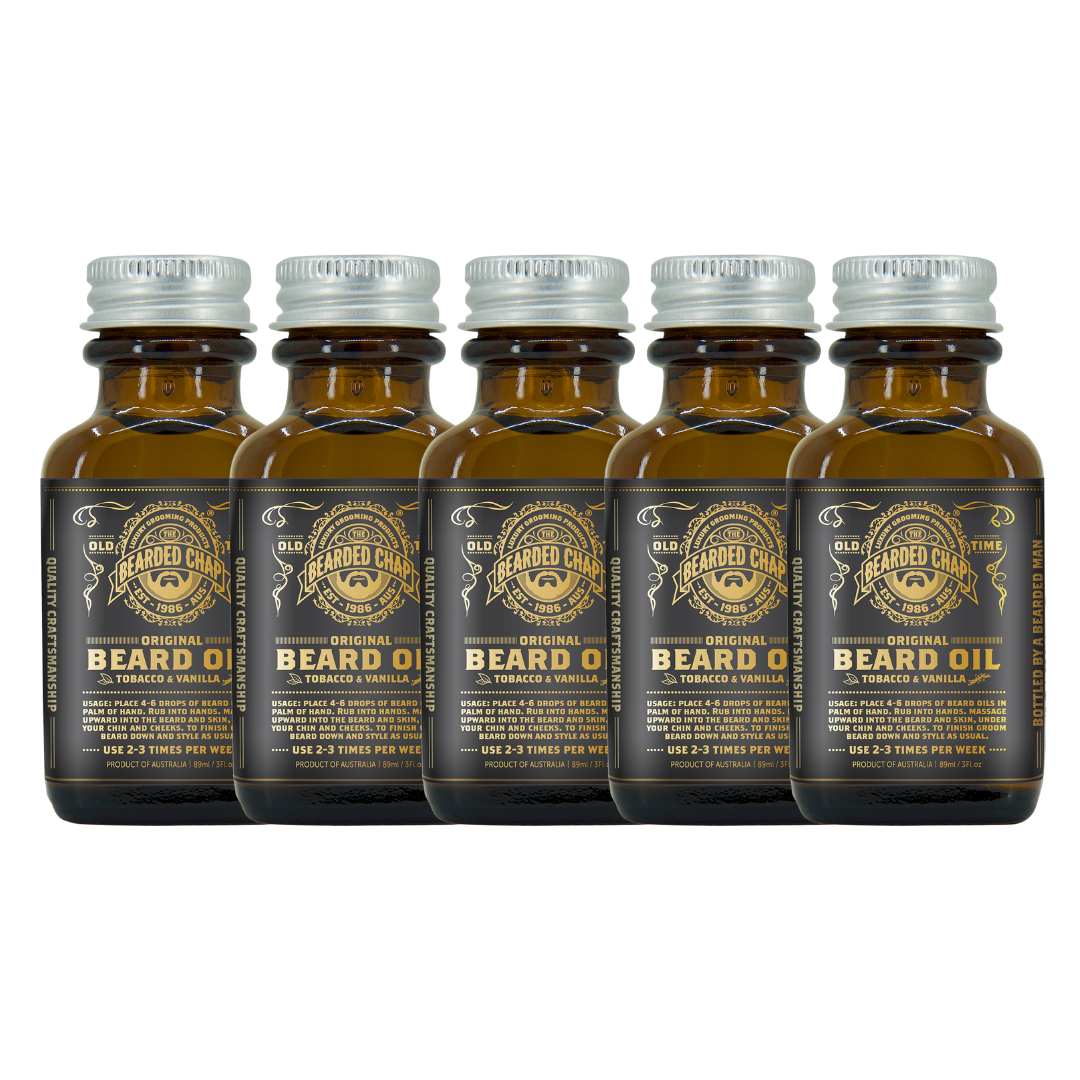 The Bearded Chap Tobacco & Vanilla Beard Oil Five Pack - 89ml