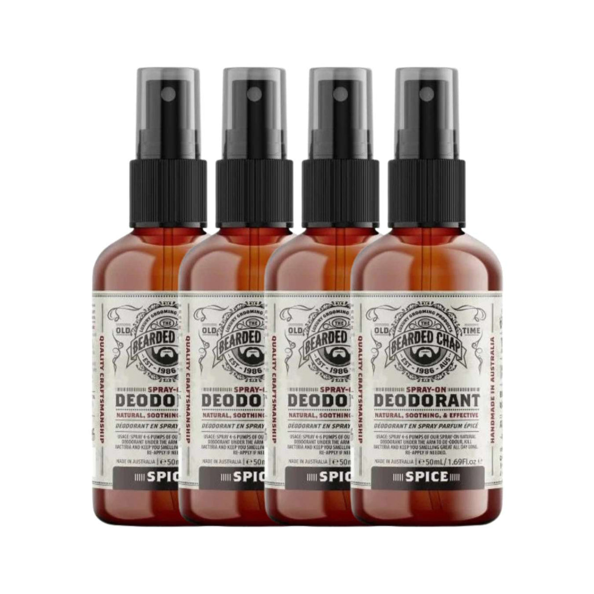 The Bearded Chap Spice Spray-On Deodorant Quad