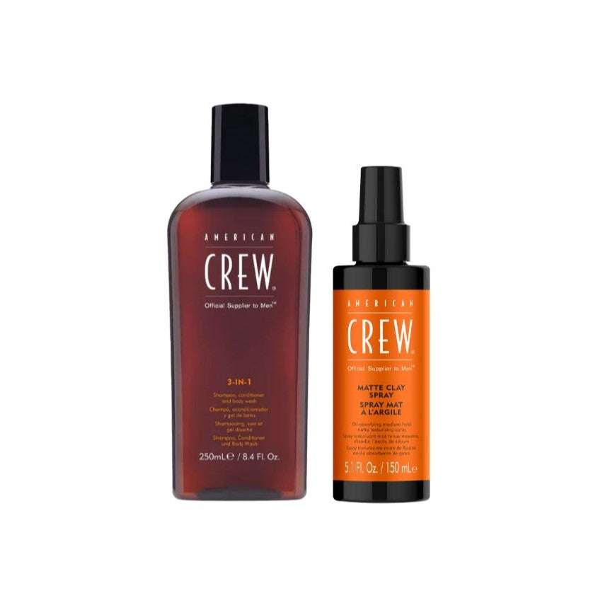 American Crew 3-in-1 & Matte Clay Spray Bundle